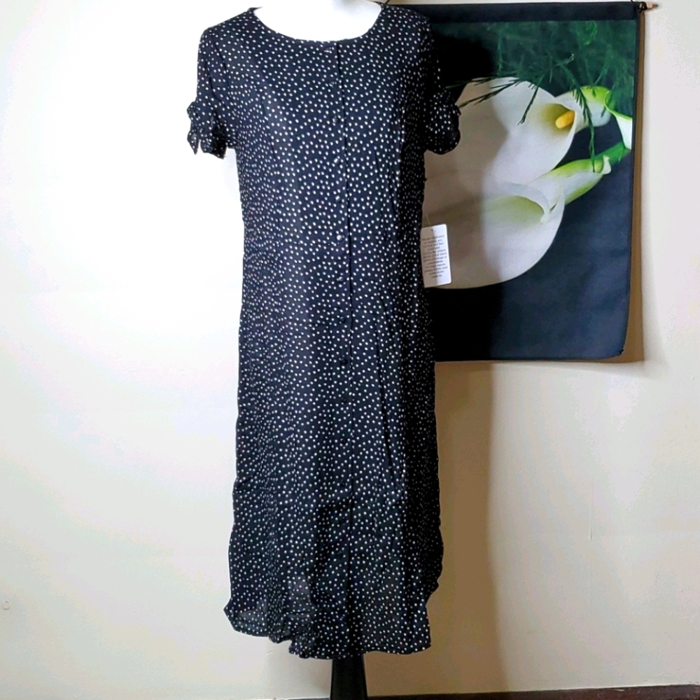 NWT Ellos Button Front Polka Dot Dress